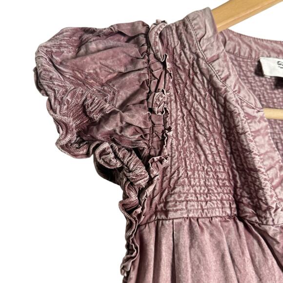 Sea Heidi Heart Quilt Petal Sleeve Tiered Rose Pink Mini Dress Size Small - Picture 8 of 15